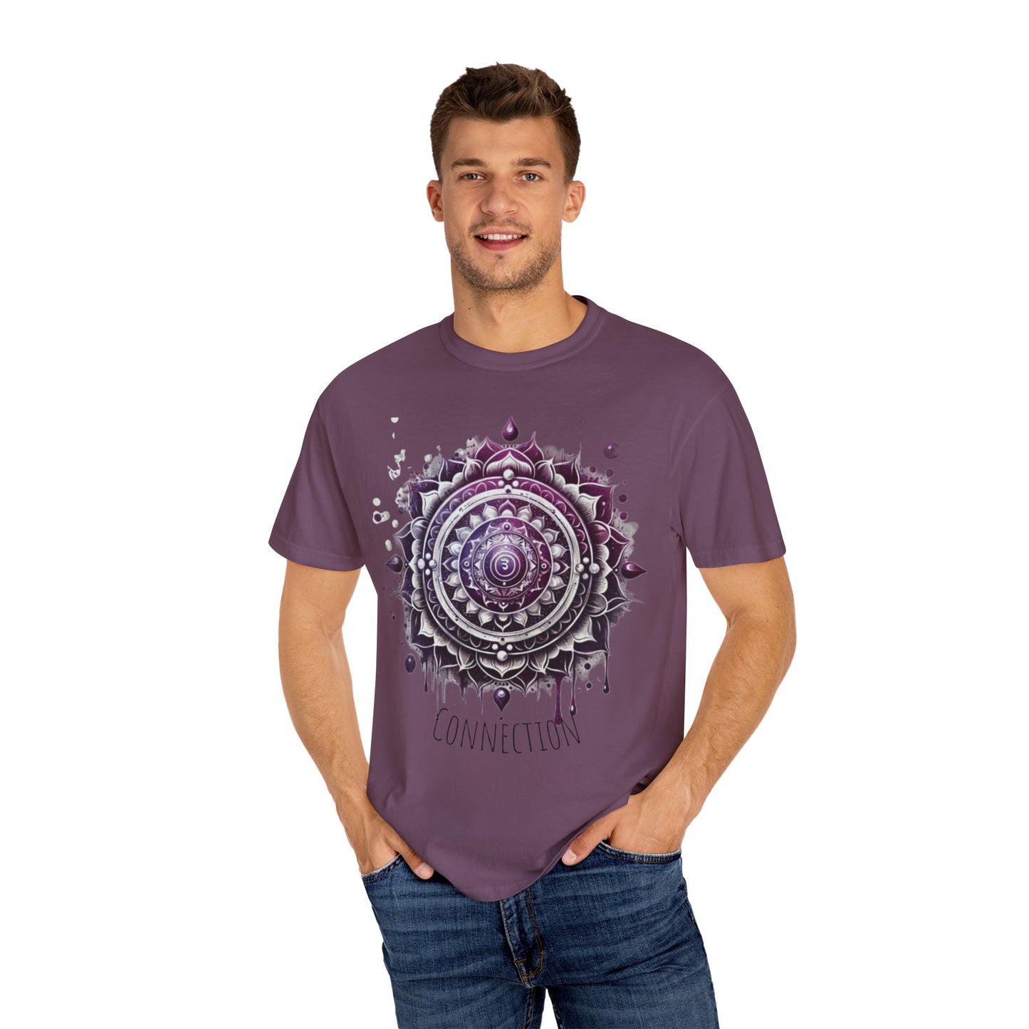 Connection Mandala Unisex Tee, Crown Chakra Spiritual T-Shirt, Mindfulness Apparel, Yoga Clothing, Gift for Her, Meditation Top
