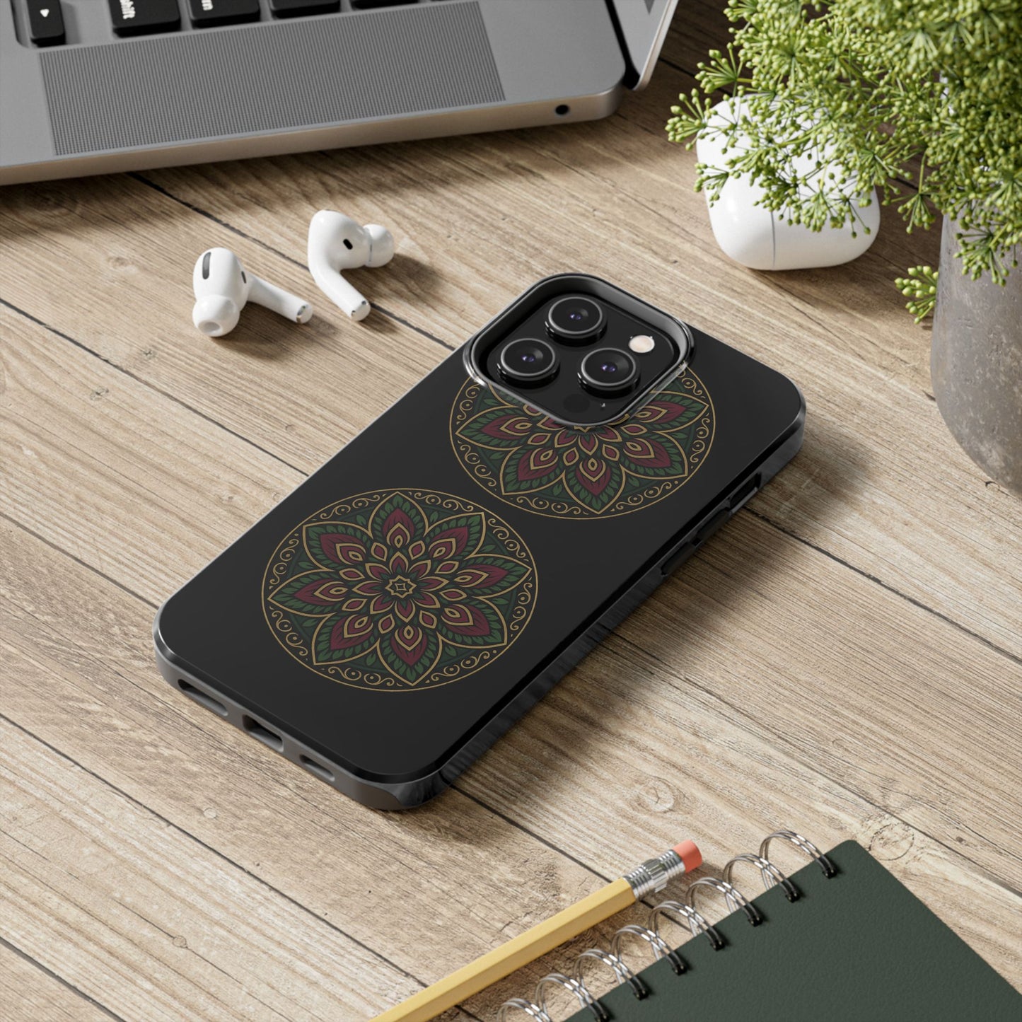 Artistic Phone Case with Mandala Design, Tough Case, Floral Phone Cover, Unique Gift for Her, Stylish Protection