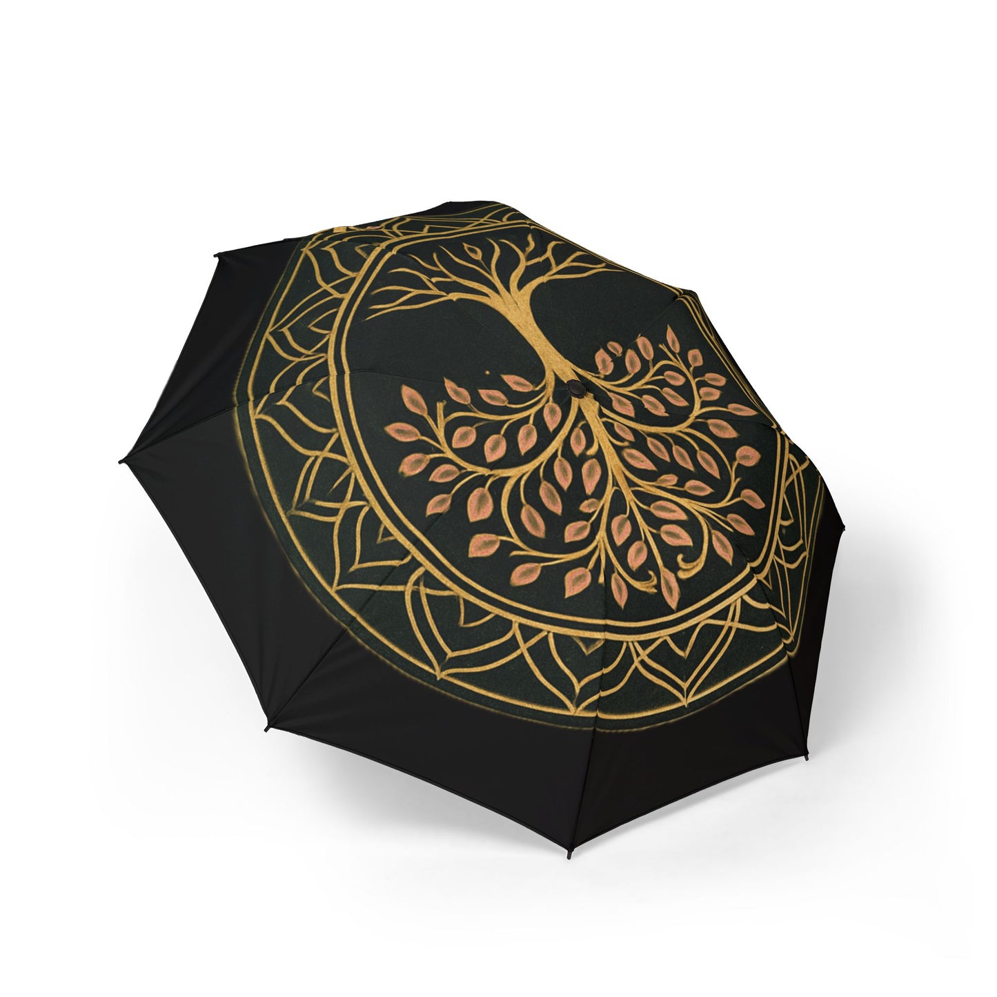 Elegant Tree of Life Umbrella, Semi-Automatic Foldable Canopy, Black Artistic Outdoor Accessory, Unique Gift Idea, Rain or Shine Protection