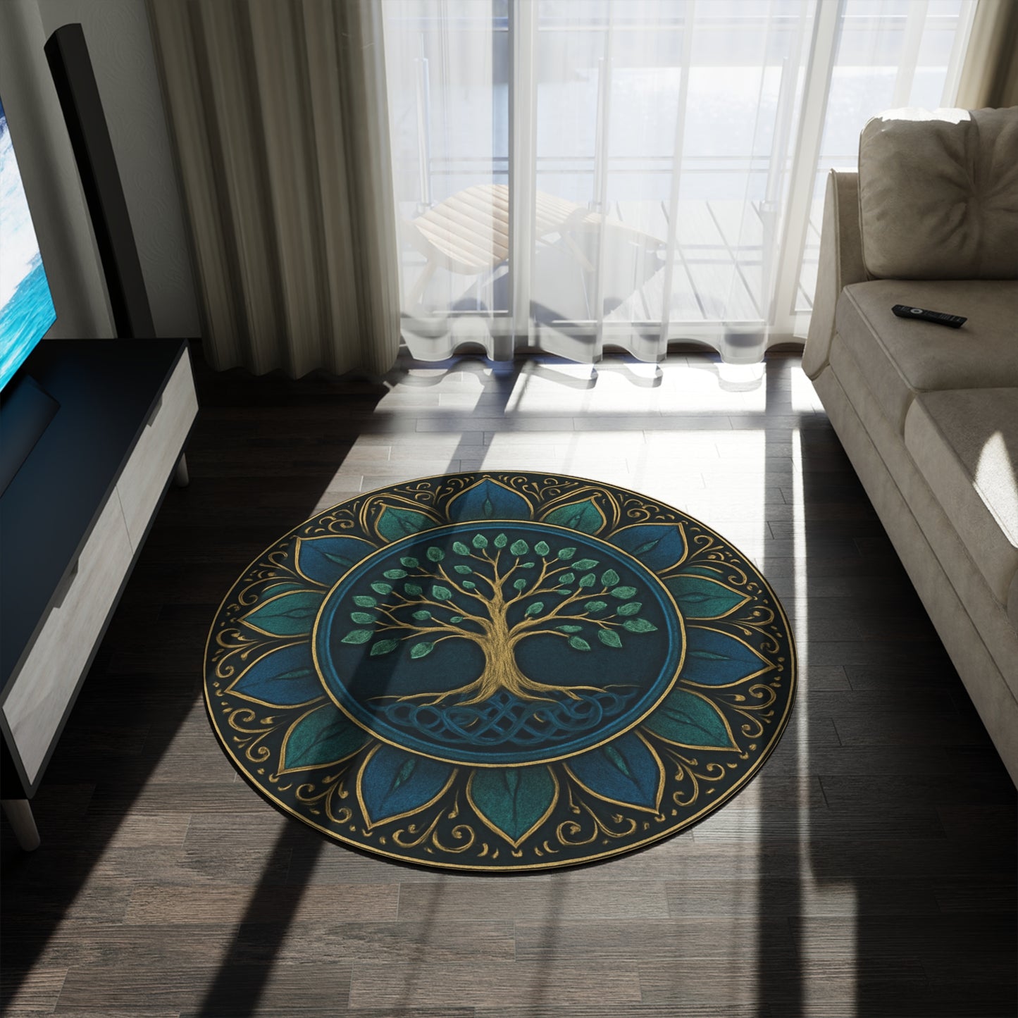Bohemian Tree of Life Round Rug | Cozy Home Decor, Yoga Studio Mat, Meditation Space, Living Room Accent, Gift for Nature Lovers