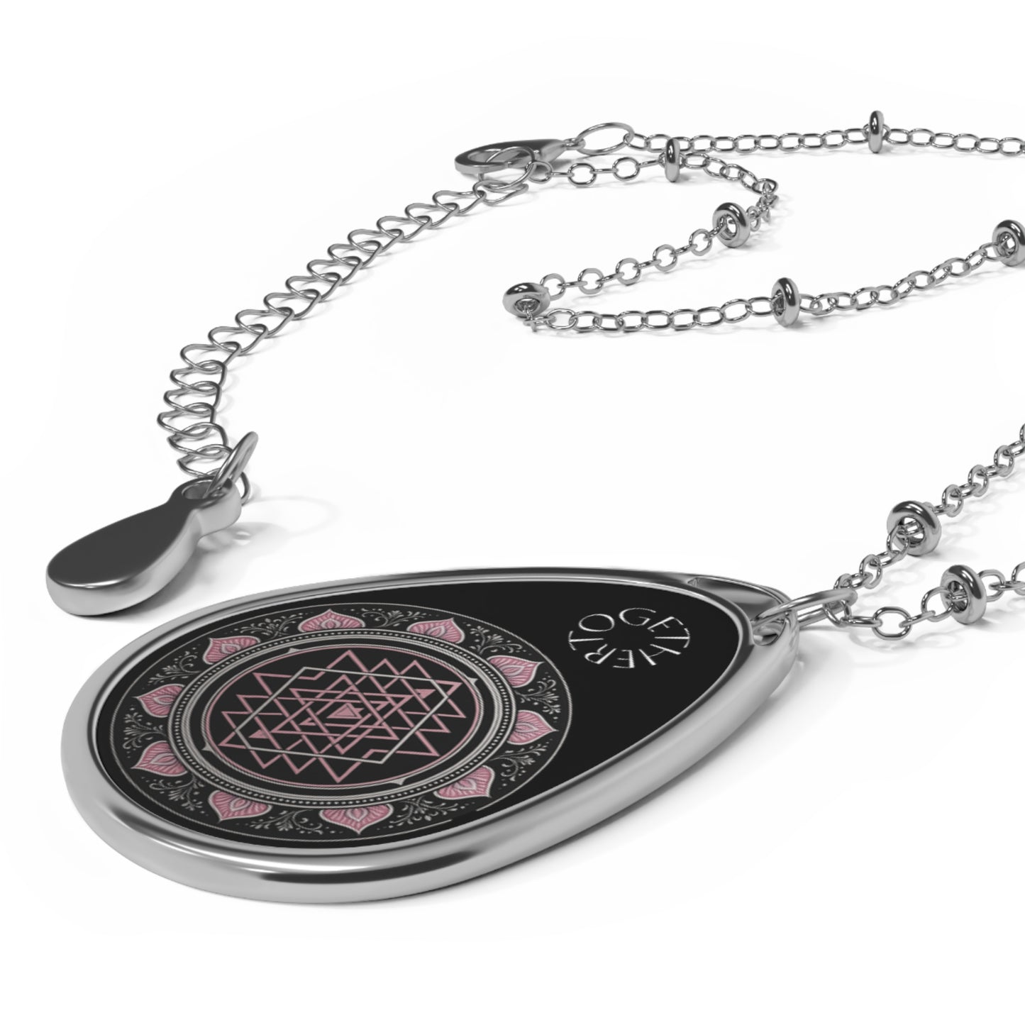 Mystical Mandala Oval Necklace, Spiritual Jewelry, Boho Pendant, Gift for Her, Meditation Accessory**