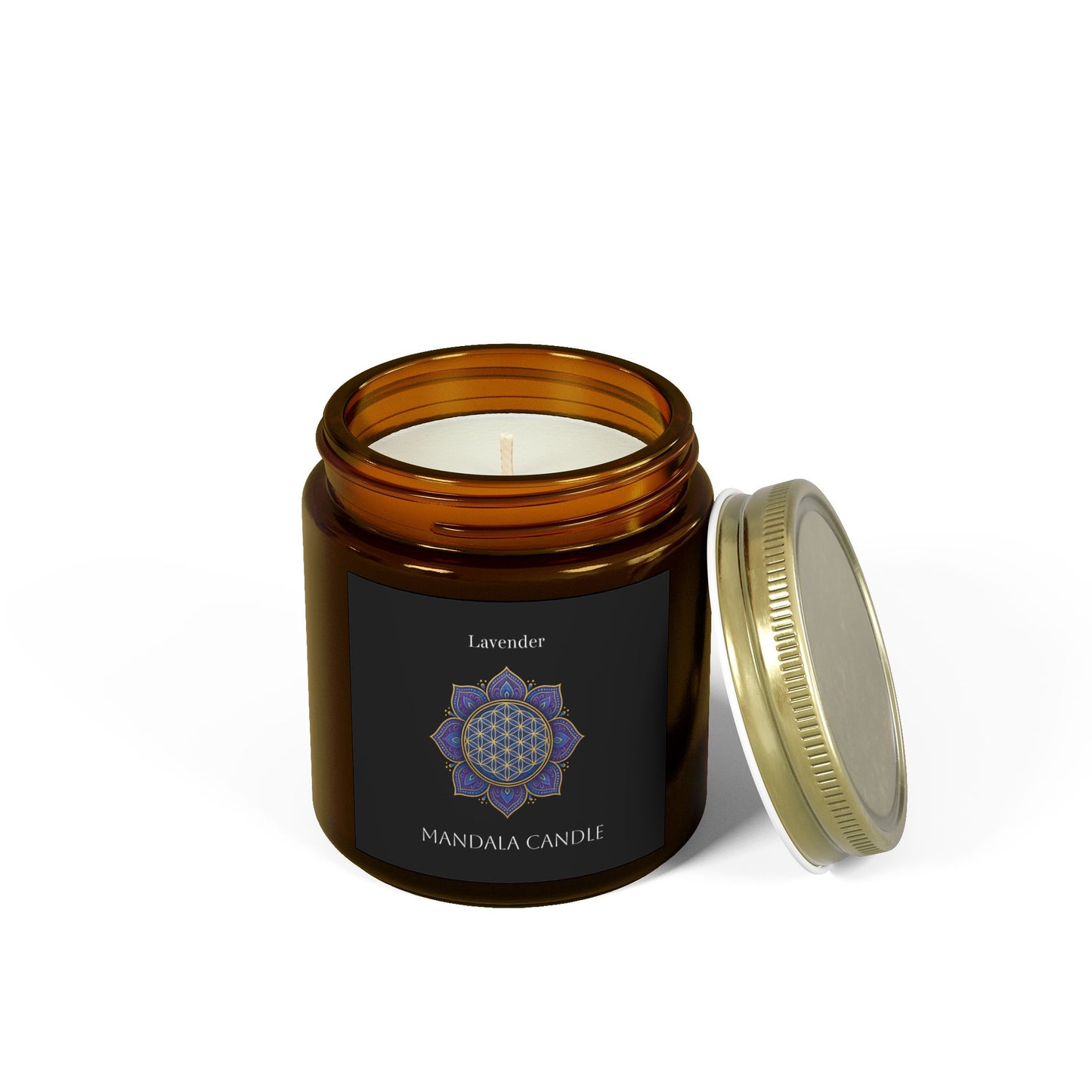 Flower of Life Sacred Geometry Scented Candle, Soy Wax, Floral Aroma, Meditation, Yoga, Self-Care