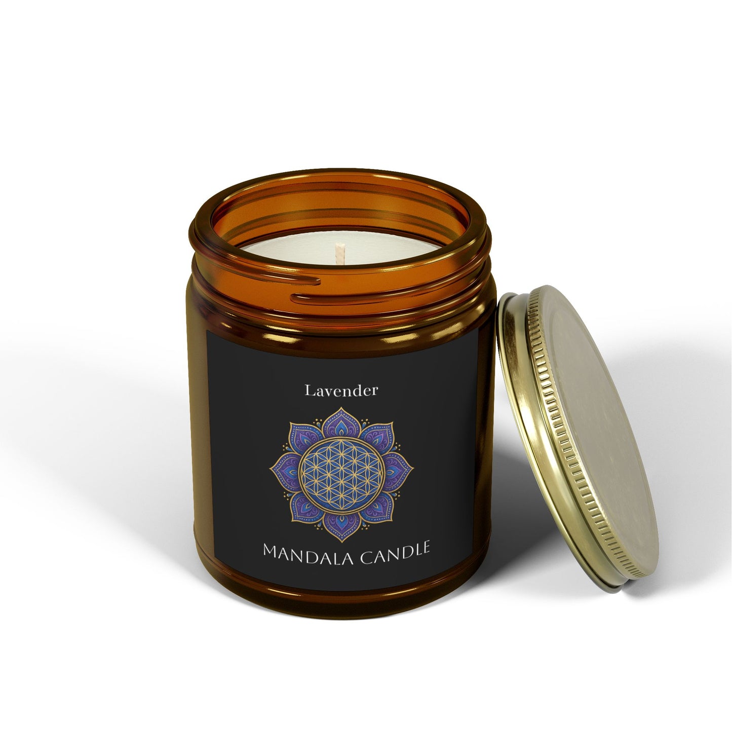 Flower of Life Sacred Geometry Scented Candle, Soy Wax, Floral Aroma, Meditation, Yoga, Self-Care