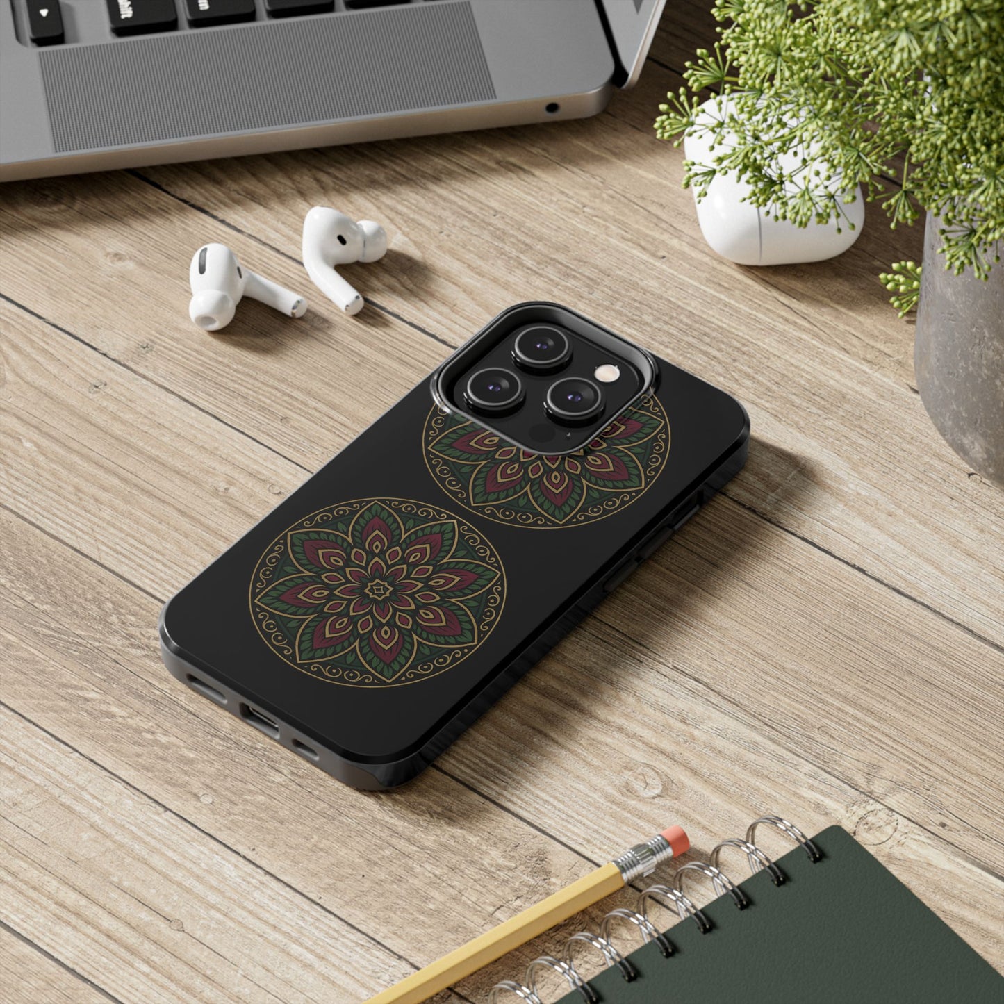 Artistic Phone Case with Mandala Design, Tough Case, Floral Phone Cover, Unique Gift for Her, Stylish Protection