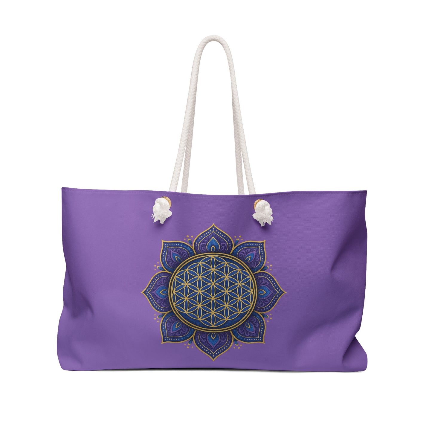 Purple Mandala Weekender Bag, Yoga Retreat Tote, Beach Travel Bag, Spiritual Gift, Meditation Accessory