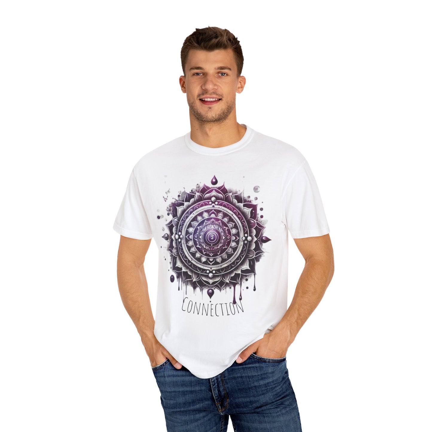 Connection Mandala Unisex Tee, Crown Chakra Spiritual T-Shirt, Mindfulness Apparel, Yoga Clothing, Gift for Her, Meditation Top
