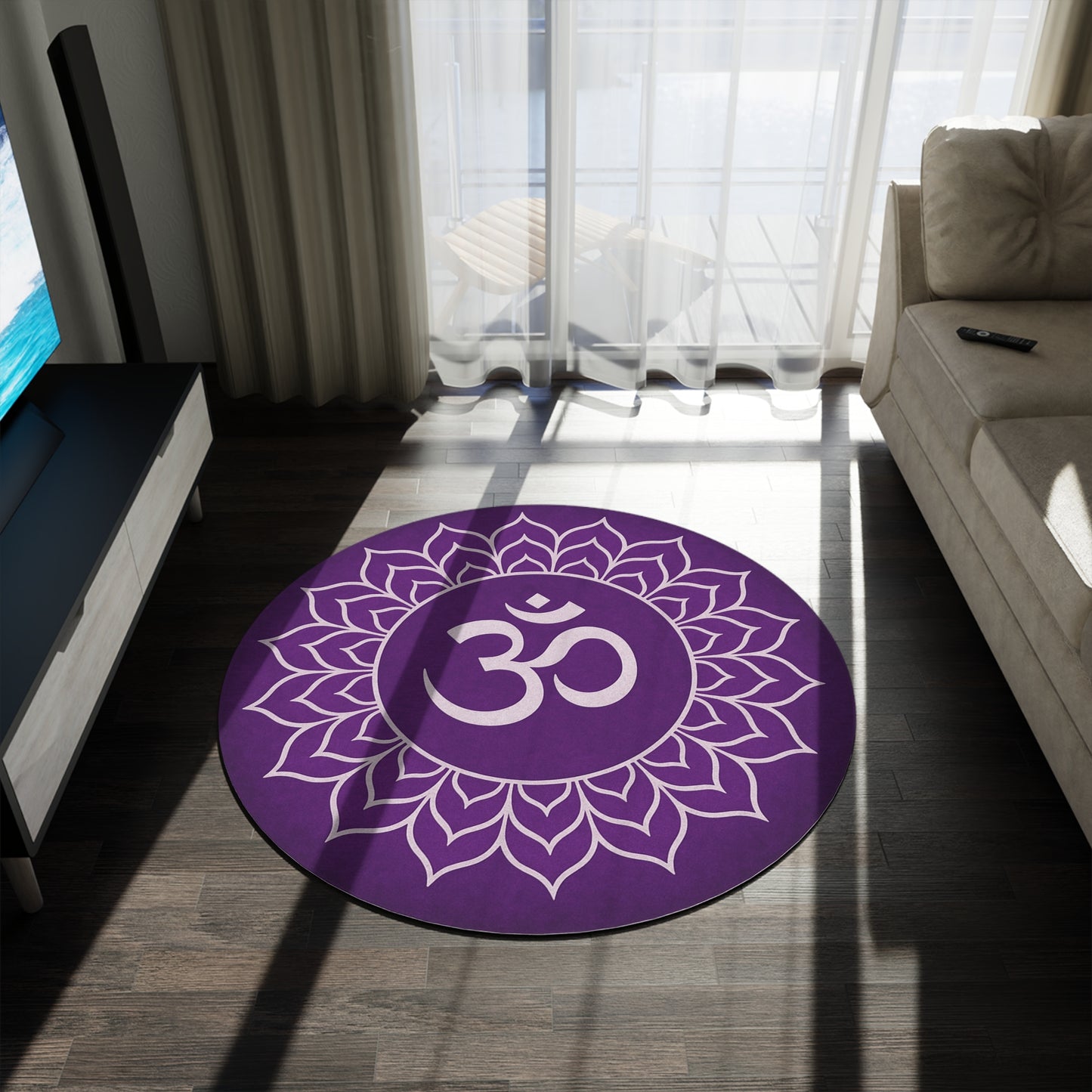 Bohemian Round Rug, Meditation Mat, Yoga Decor, Home Accents, Spiritual Gifts, Mandala Floor Decor