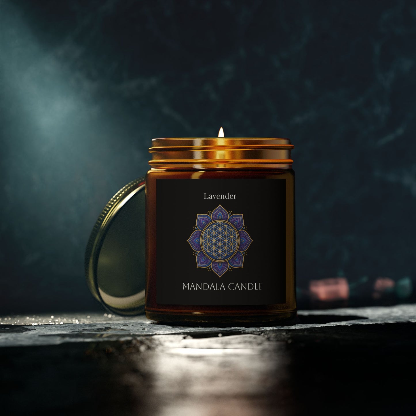 Flower of Life Sacred Geometry Scented Candle, Soy Wax, Floral Aroma, Meditation, Yoga, Self-Care