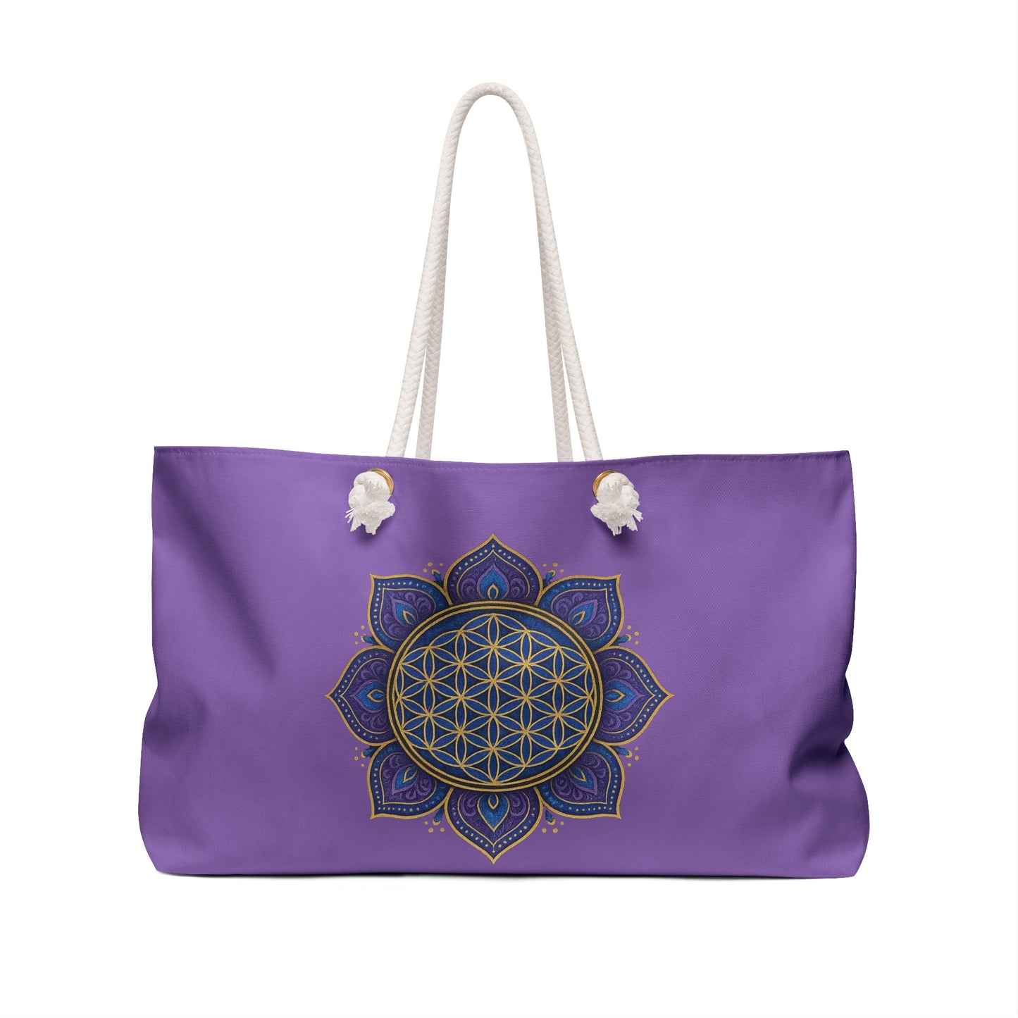 Purple Mandala Weekender Bag, Yoga Retreat Tote, Beach Travel Bag, Spiritual Gift, Meditation Accessory