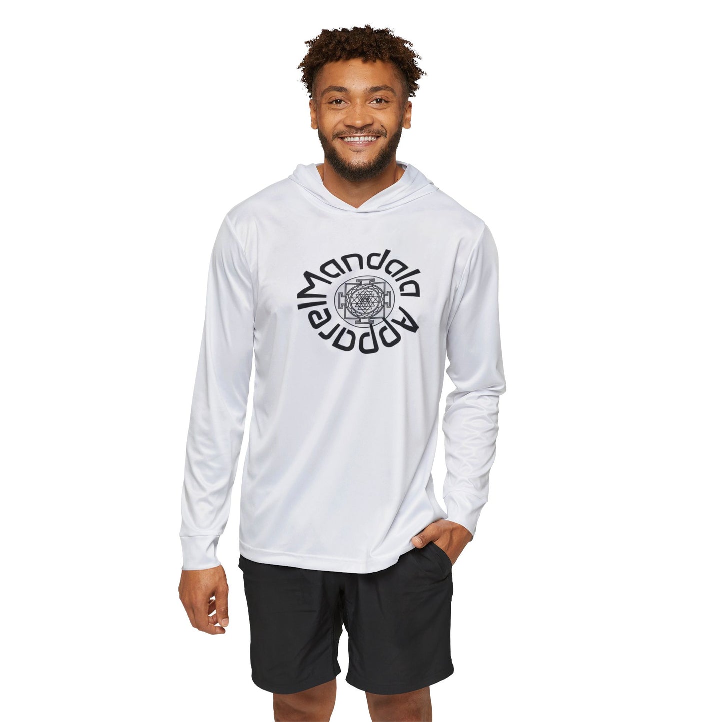 Men's Sri Yantra Sacred Geometry Design in White, Sports Warmup Hoodie