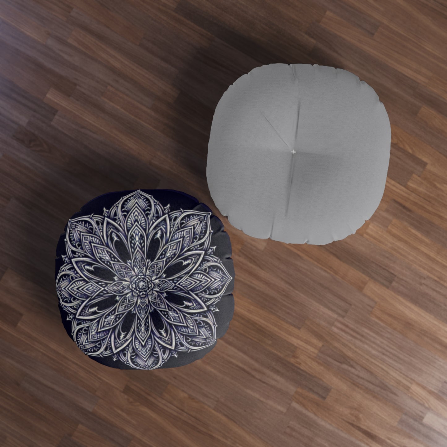 Bohemian Mandala Tufted Floor Pillow, Round Cushion for Meditation, Relaxation, Living Room Decor, Boho Style