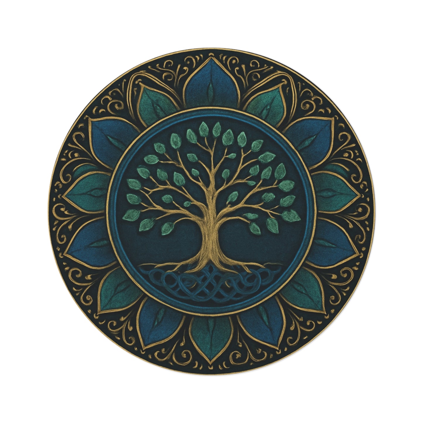 Bohemian Tree of Life Round Rug | Cozy Home Decor, Yoga Studio Mat, Meditation Space, Living Room Accent, Gift for Nature Lovers