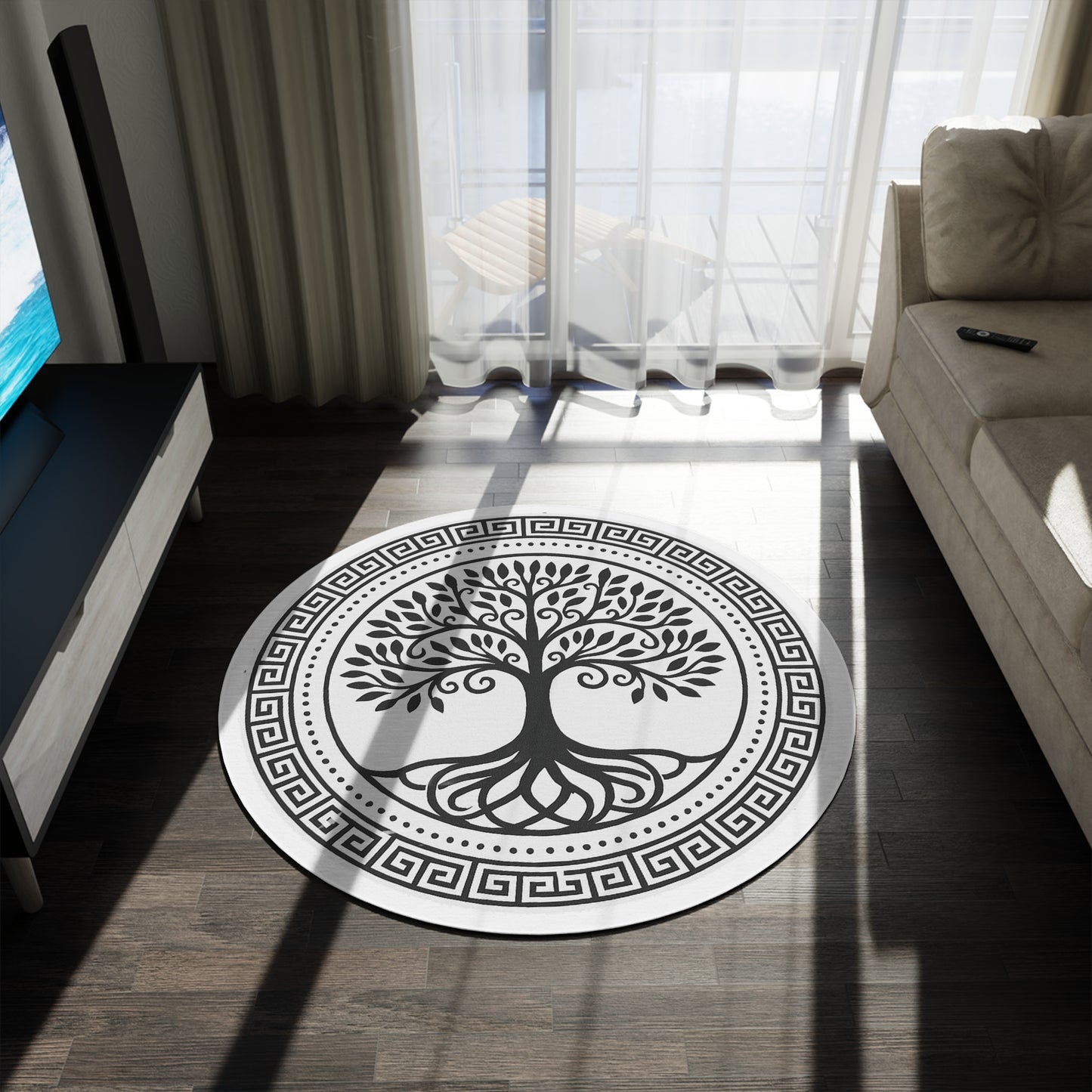 Beautiful Tree of Life Round Rug for Home Decor, Yoga Mat, Meditation Space, Gift for Nature Lovers, Boho Style