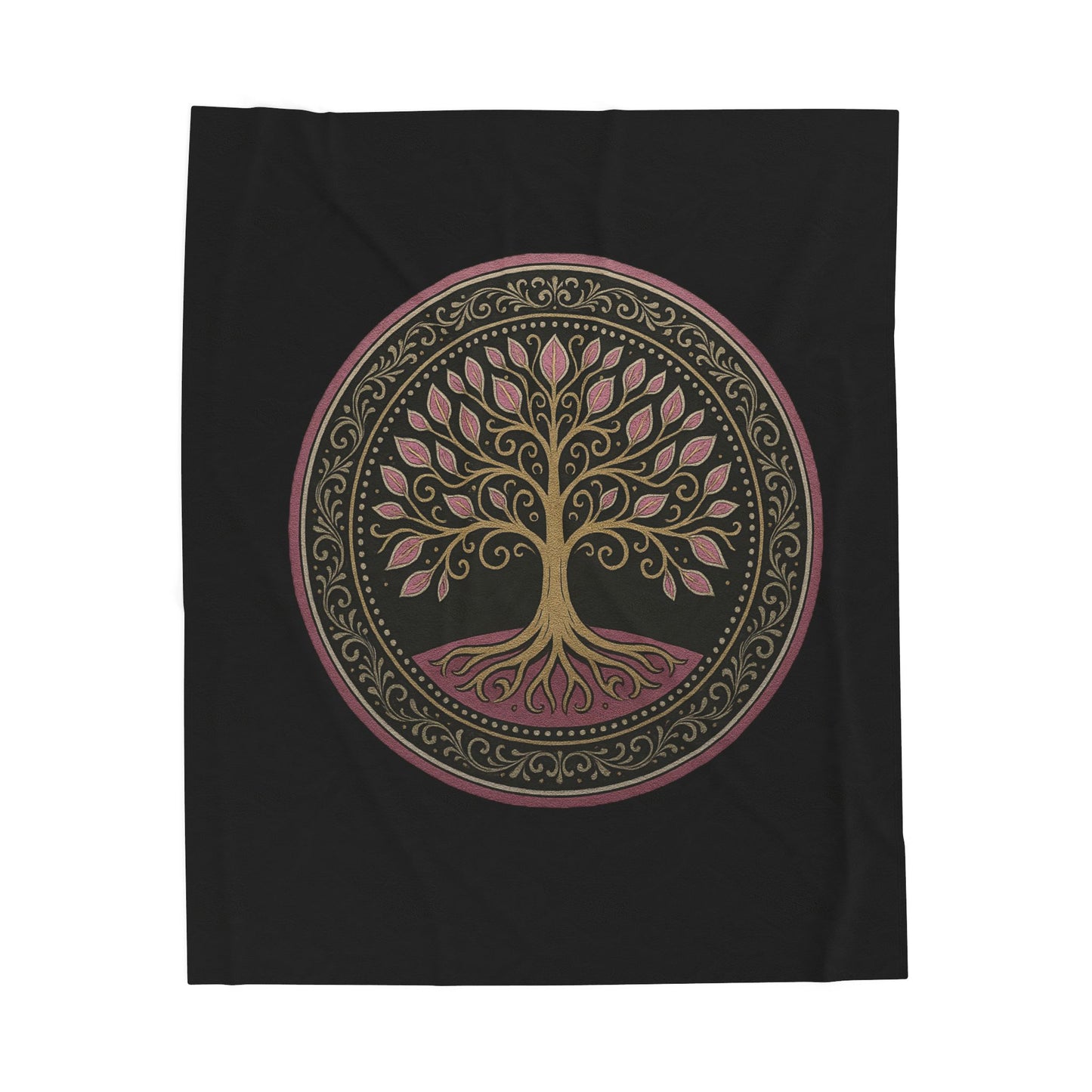 Velveteen Plush Blanket - Boho Tree of Life Mandala Cozy Throw for Meditation and Yoga