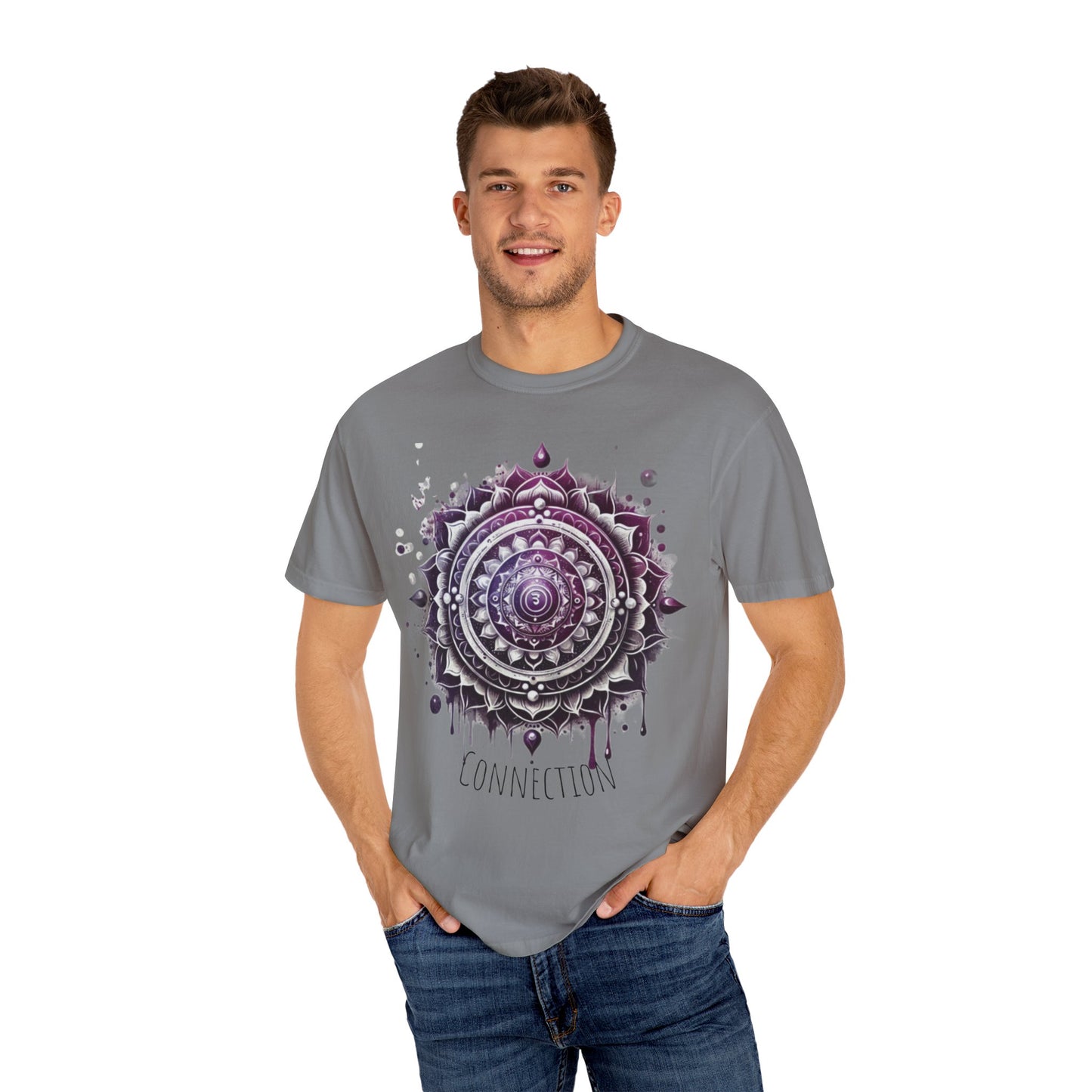 Connection Mandala Unisex Tee, Crown Chakra Spiritual T-Shirt, Mindfulness Apparel, Yoga Clothing, Gift for Her, Meditation Top