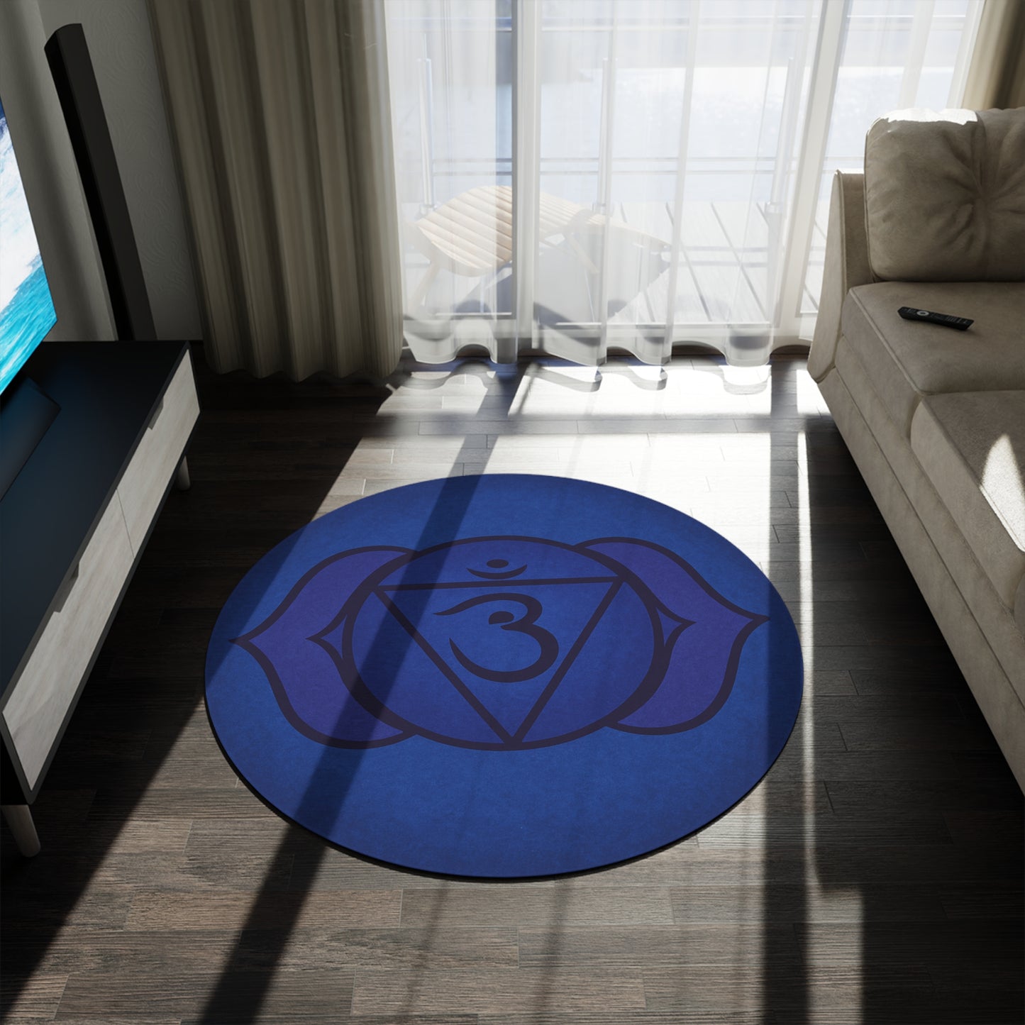 Chakra Round Rug | Energy Center Home Decor | Meditation Mat | Boho Area Rug | Spiritual Gift | Yoga Room
