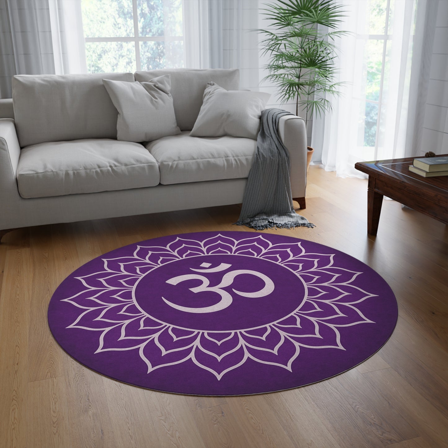 Bohemian Round Rug, Meditation Mat, Yoga Decor, Home Accents, Spiritual Gifts, Mandala Floor Decor
