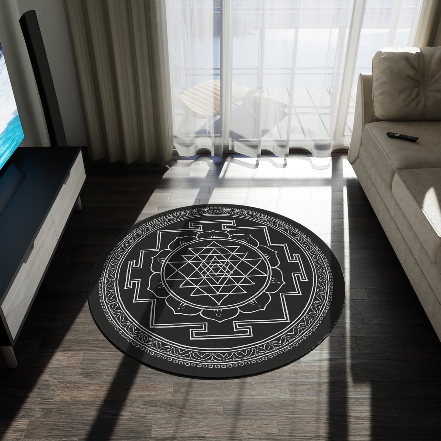Mandala Round Rug, Boho Chic Decor, Yoga Mat, Meditation Space, Living Room Accent, Floor Covering