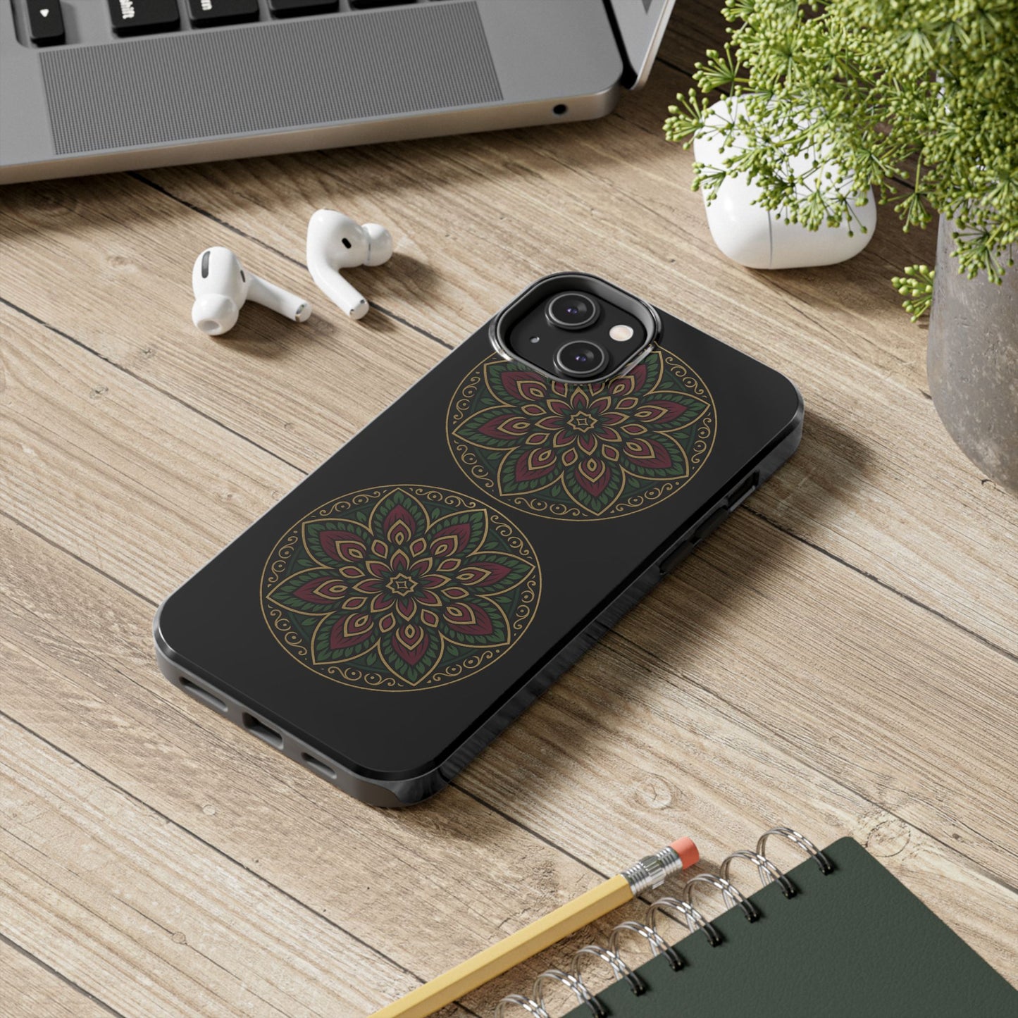 Artistic Phone Case with Mandala Design, Tough Case, Floral Phone Cover, Unique Gift for Her, Stylish Protection