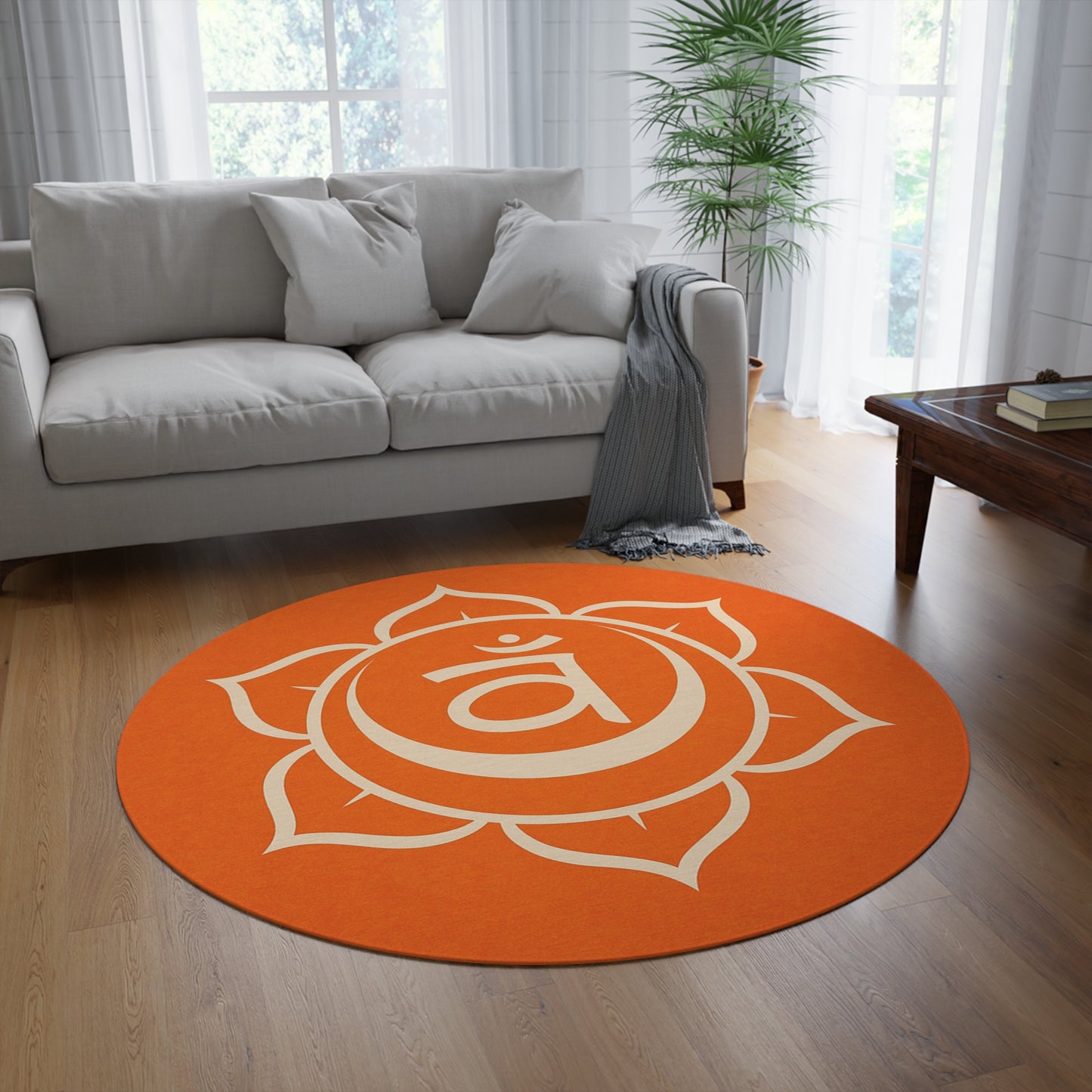 Meditative Round Rug | Chakra Decor, Yoga Mat, Boho Home, Meditation Space, Floor Accent, Wellness Gift