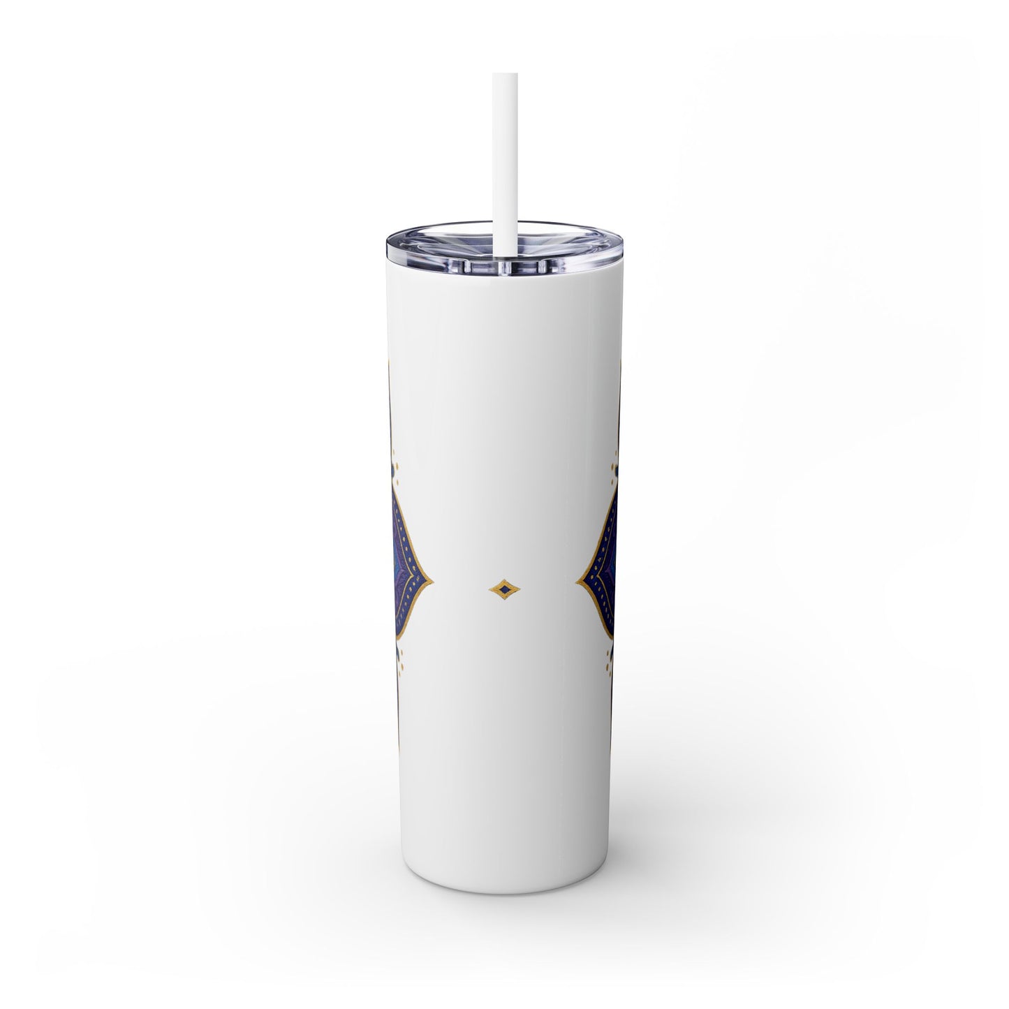 Meditation-Inspired Skinny Tumbler, 20oz, Floral Design Drinkware, Yoga Gift, Spiritual Water Bottle, Eco-Friendly Tumbler