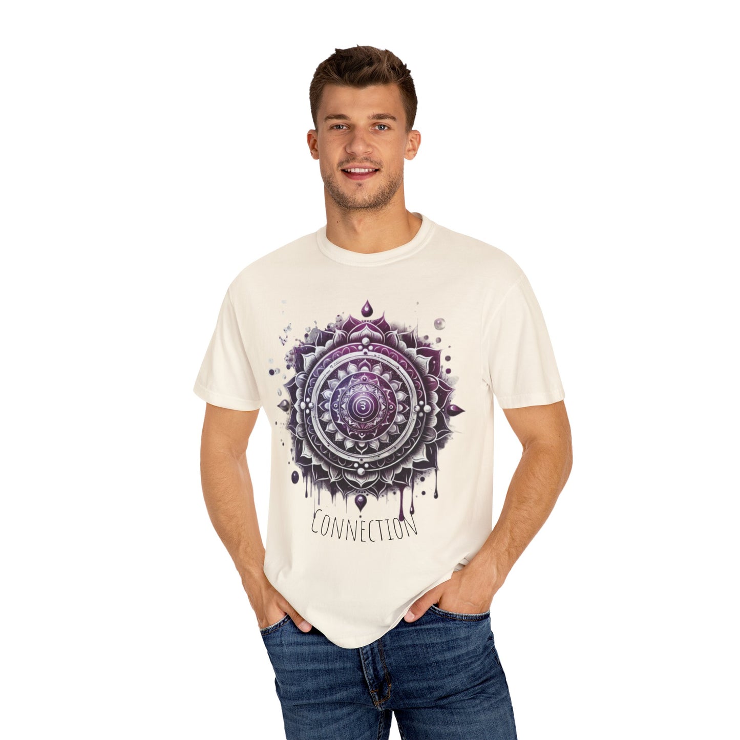 Connection Mandala Unisex Tee, Crown Chakra Spiritual T-Shirt, Mindfulness Apparel, Yoga Clothing, Gift for Her, Meditation Top