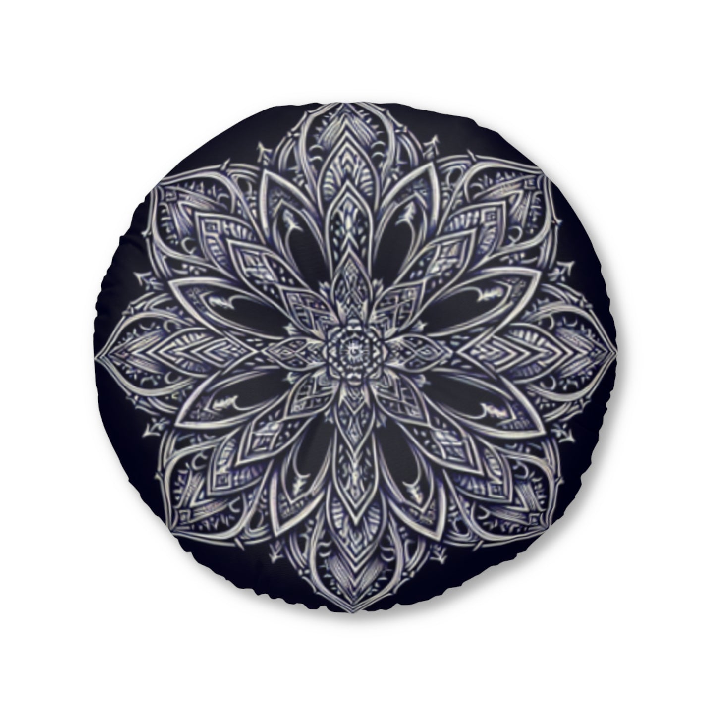 Bohemian Mandala Tufted Floor Pillow, Round Cushion for Meditation, Relaxation, Living Room Decor, Boho Style