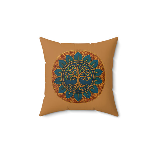 Bohemian Tree of Life Pillow, Decorative Throw Cushion, Home Decor Accent, Relaxing Gift, Meditation Pillow, Yoga Room Decor