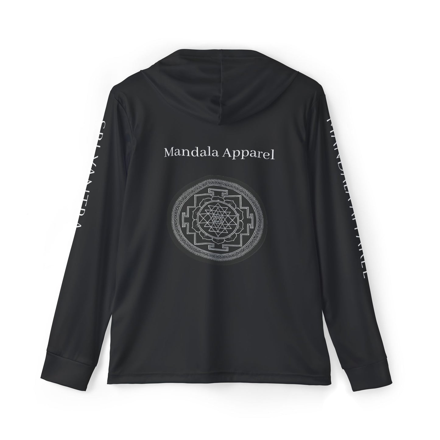 Men's Sri Yantra Sacred Geometry Design warm up hoodie in black , Athletic Hoodie, Fitness Apparel, Unique Sportswear, Outdoor Gear, Gift for Him