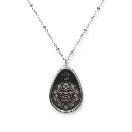 Mystical Mandala Oval Necklace, Spiritual Jewelry, Boho Pendant, Gift for Her, Meditation Accessory**