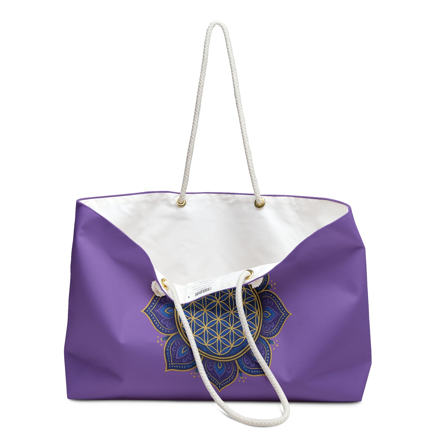 Purple Mandala Weekender Bag, Yoga Retreat Tote, Beach Travel Bag, Spiritual Gift, Meditation Accessory