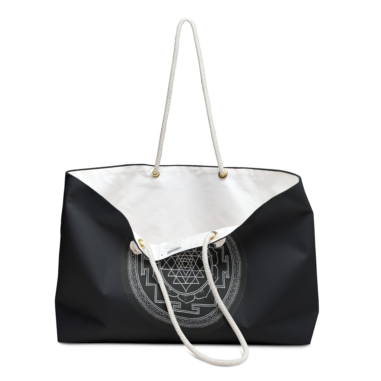 Stylish Weekender Bag, Yoga Retreat Bag, Travel Tote, Eco-Friendly Bag, Black Mandala Design