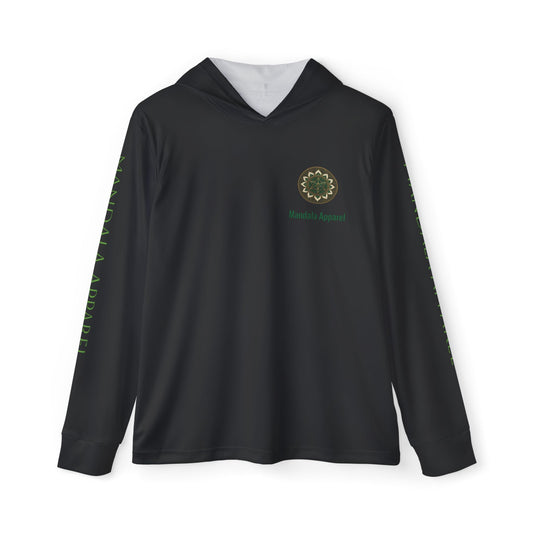 Men's Merkaba Mandala Design Sports Warmup Hoodie in Black and Green, Yoga Wear, Athletic Sweatshirt, Gym Hoodie, Unique Gift, Activewear for Men