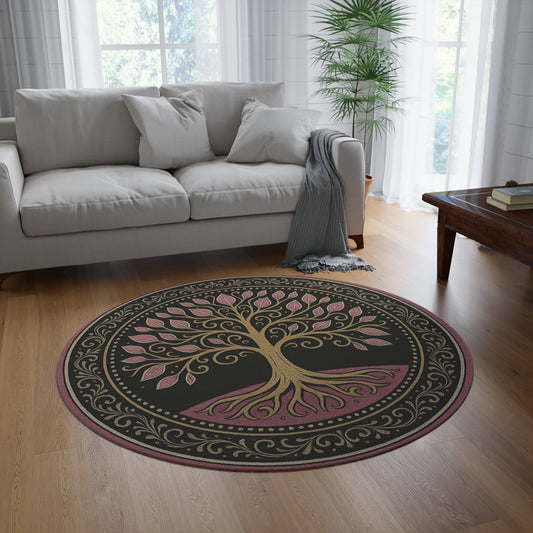 Elegant Tree of Life Round Rug | Bohemian Home Decor, Meditation Area Accent, Gift for Nature Lovers