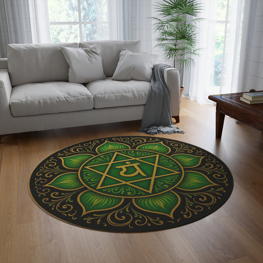 Zen Round Rug - Chakra Decor, Meditation Mat, Yoga Space, Mindfulness Gift, Boho Home Accents