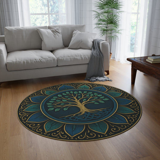 Bohemian Tree of Life Round Rug | Cozy Home Decor, Yoga Studio Mat, Meditation Space, Living Room Accent, Gift for Nature Lovers