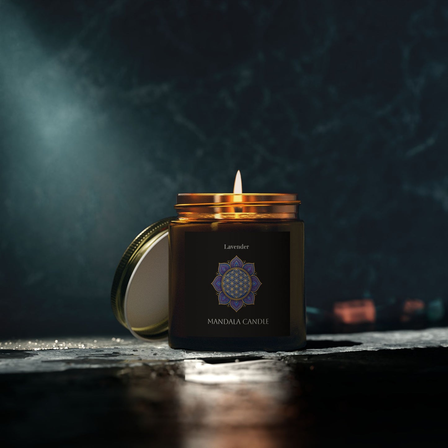 Flower of Life Sacred Geometry Scented Candle, Soy Wax, Floral Aroma, Meditation, Yoga, Self-Care