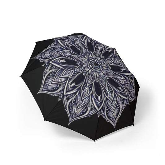 Elegant Mandala Semi-Automatic Foldable Umbrella - Stylish Rain Gear, Floral Metro Umbrella, Unique Gift for Her, Travel Friendly
