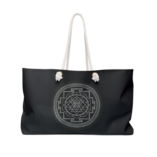 Stylish Weekender Bag, Yoga Retreat Bag, Travel Tote, Eco-Friendly Bag, Black Mandala Design