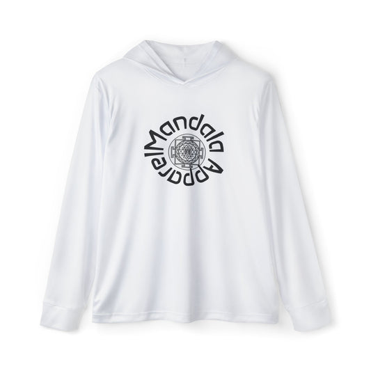 Men's Sri Yantra Sacred Geometry Design in White, Sports Warmup Hoodie