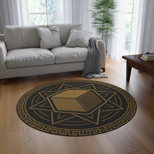 Stylish Round Rug with Geometric Design, Bohemian Home Decor, Area Rug for Living Room, Bedroom Mat, Festival Gift